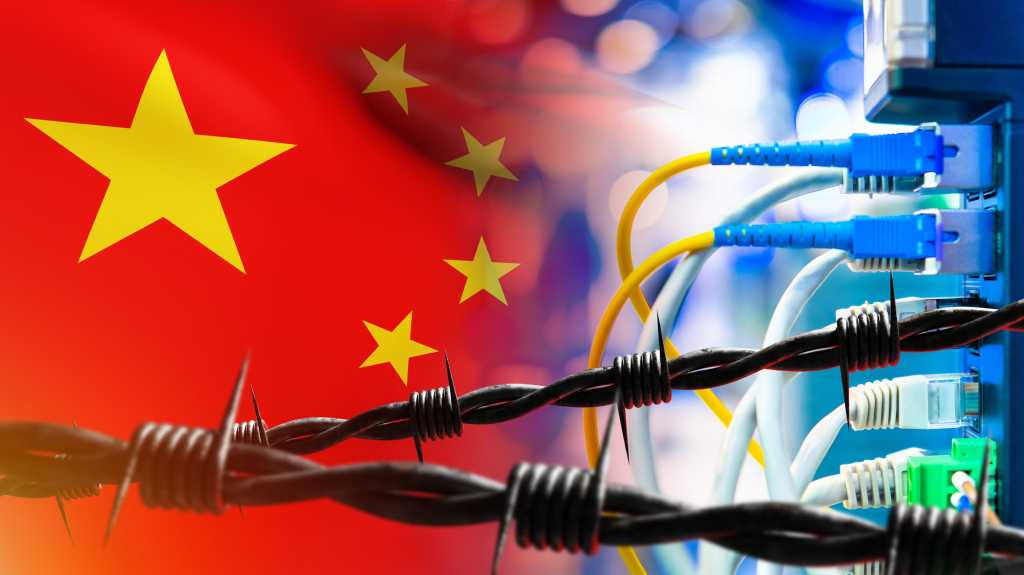 China, Chinese Hackers, Chinese Flag, Cables, Barbed Wire